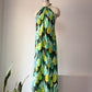 70s Neon Tulips Halter Dress / S-M