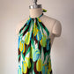 70s Neon Tulips Halter Dress / S-M
