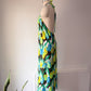 70s Neon Tulips Halter Dress / S-M