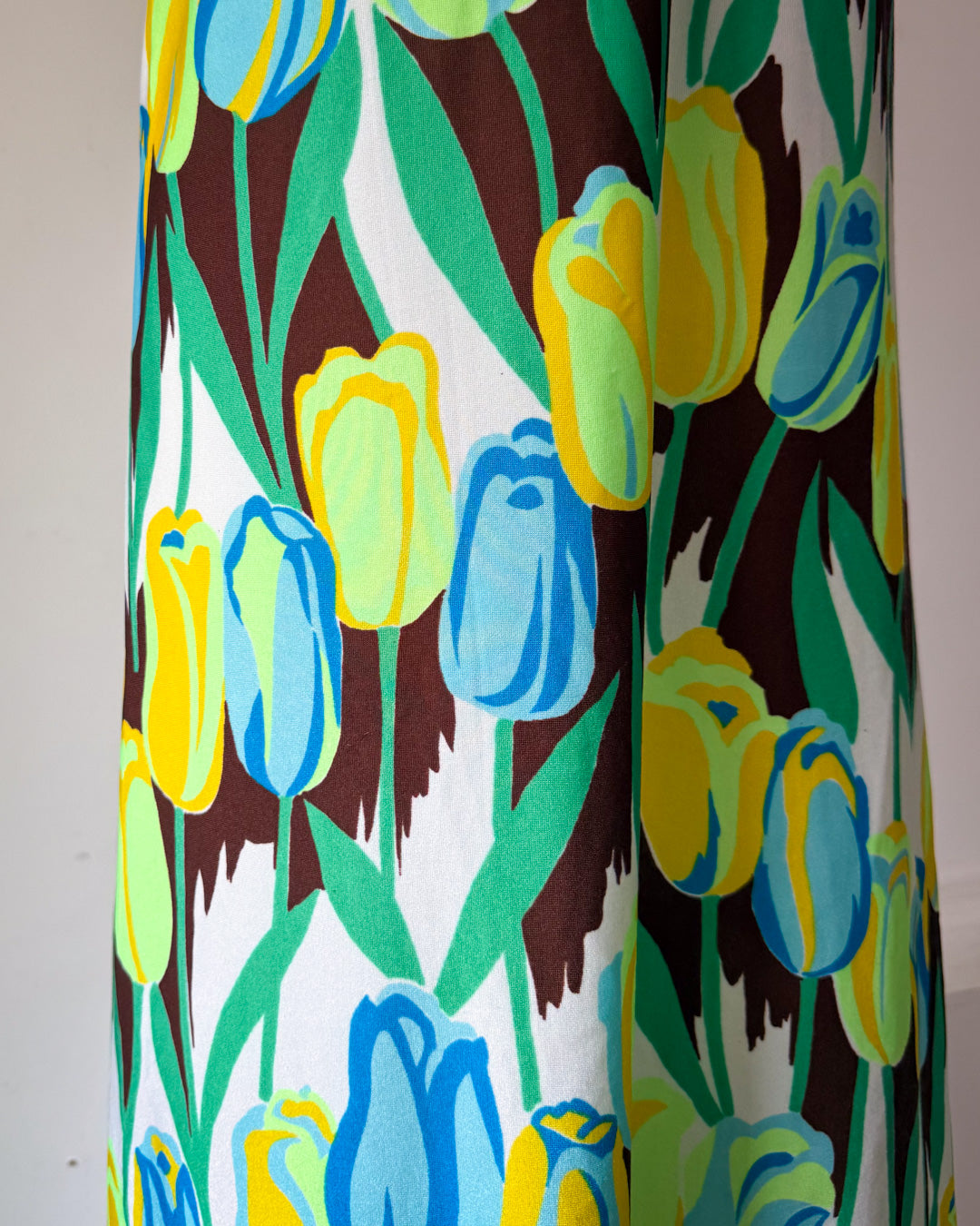 70s Neon Tulips Halter Dress / S-M