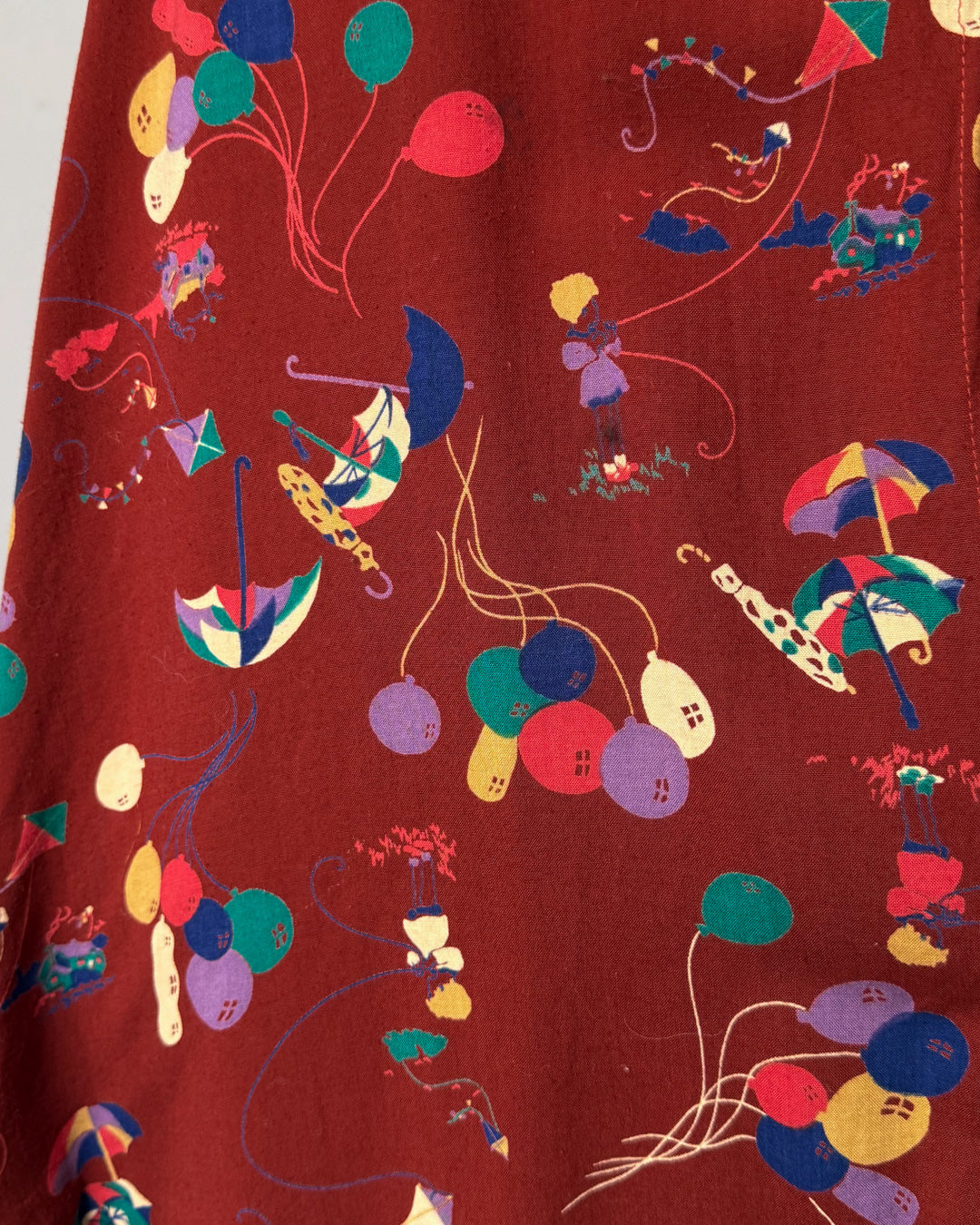 70s Novelty Balloon Print Midi Wrap Skirt / S-M