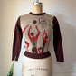70s Novelty Basketball Knit Crop Sweater / XS-S