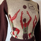 70s Novelty Basketball Knit Crop Sweater / XS-S