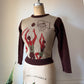 70s Novelty Basketball Knit Crop Sweater / XS-S