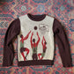70s Novelty Basketball Knit Crop Sweater / XS-S
