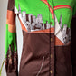 70s City Skyline Novelty Print Collared Disco Shirt / S