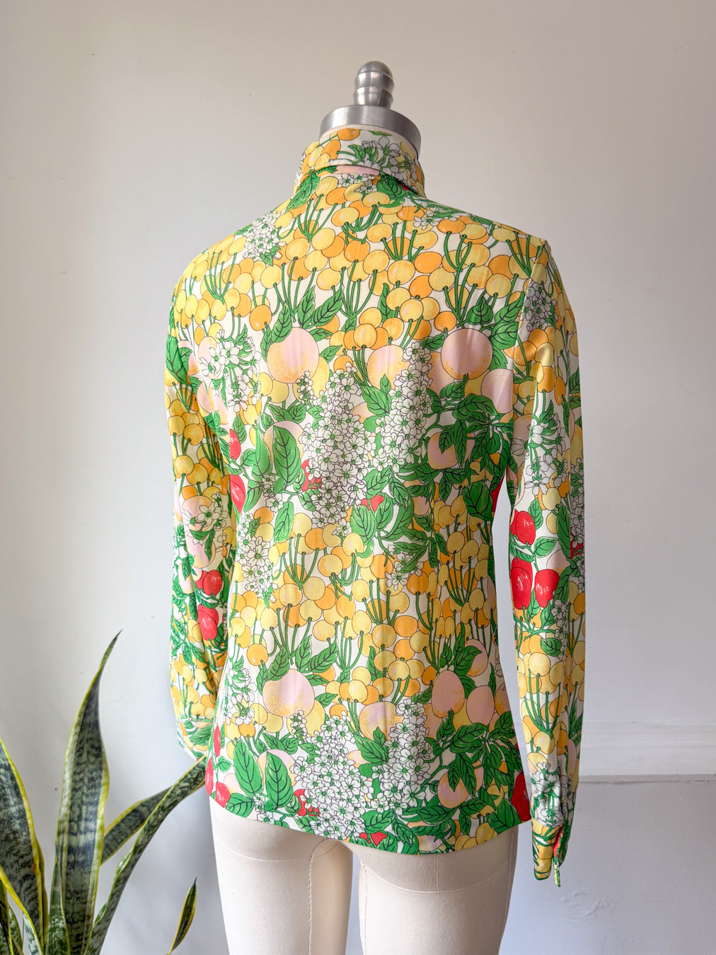 70s Botanical Fruit Shirt / M