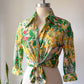 70s Botanical Fruit Shirt / M