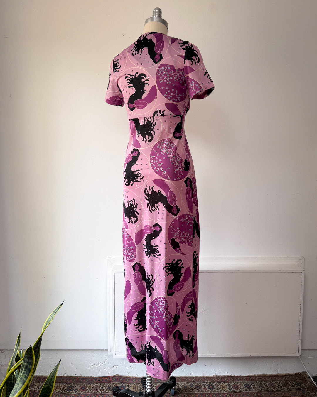 70s Novelty Nude Ladies Maxi Dress / XS-S