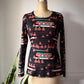 70s Novelty People Print Long Sleeve Top / M-L