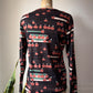 70s Novelty People Print Long Sleeve Top / M-L
