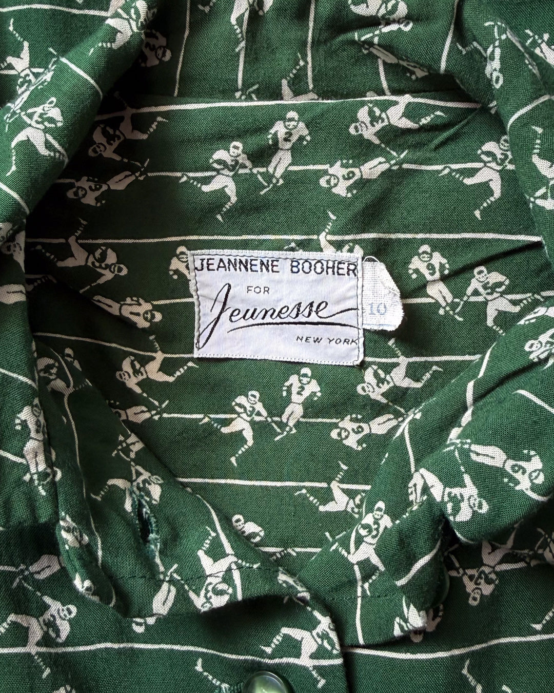 70s Football Field Novelty Print Dress / S