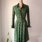 70s Football Field Novelty Print Dress / S