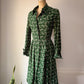 70s Football Field Novelty Print Dress / S