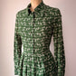 70s Football Field Novelty Print Dress / S
