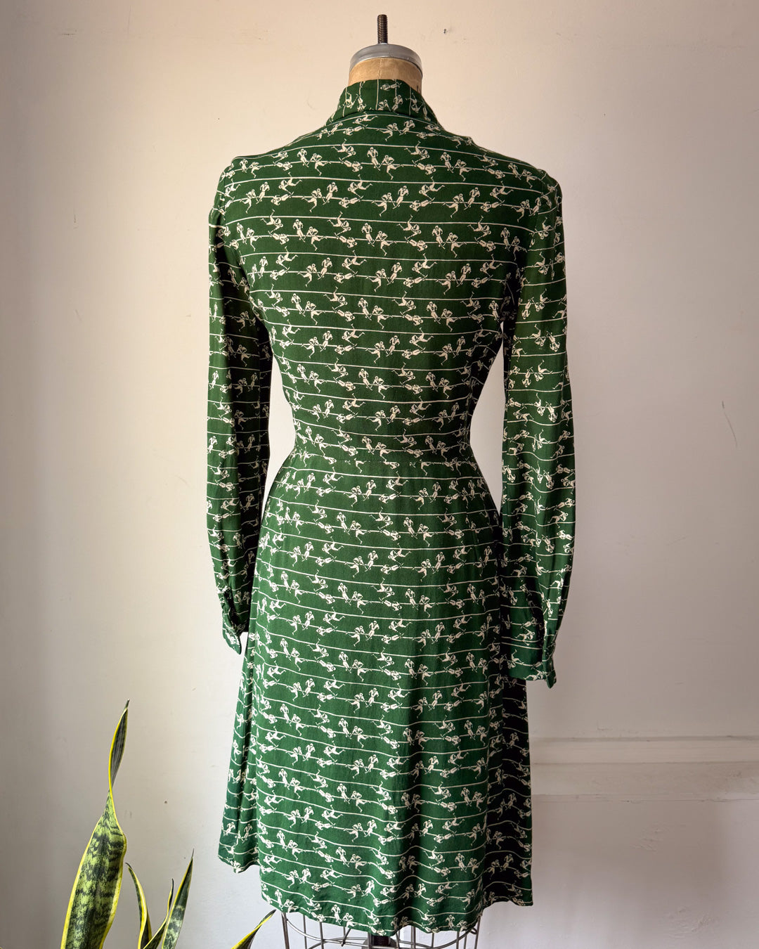 70s Football Field Novelty Print Dress / S