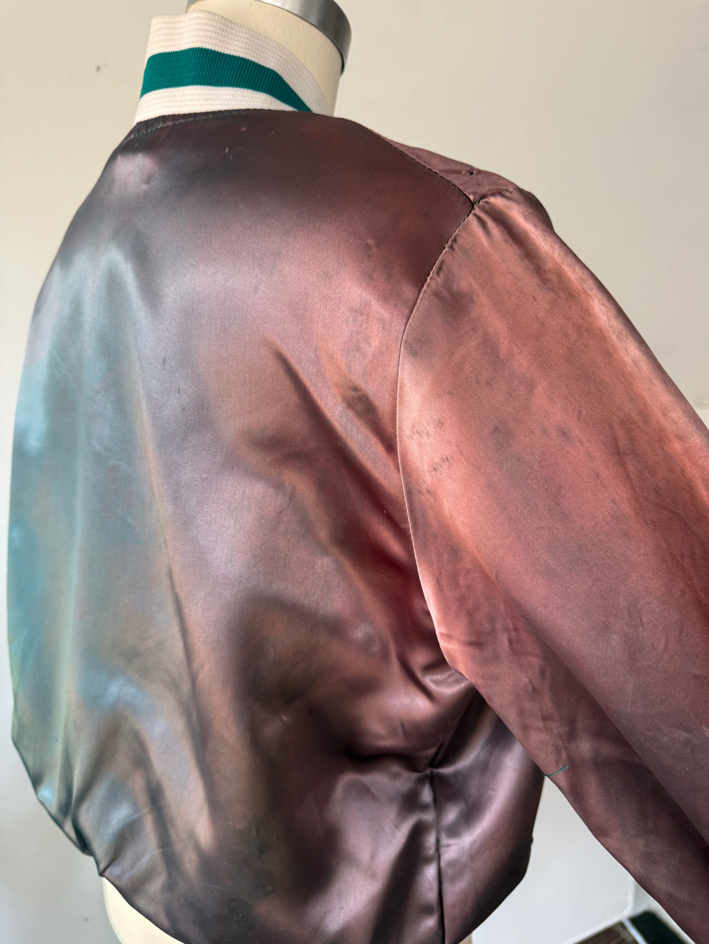 70s Faded Satin Bomber Jacket / M