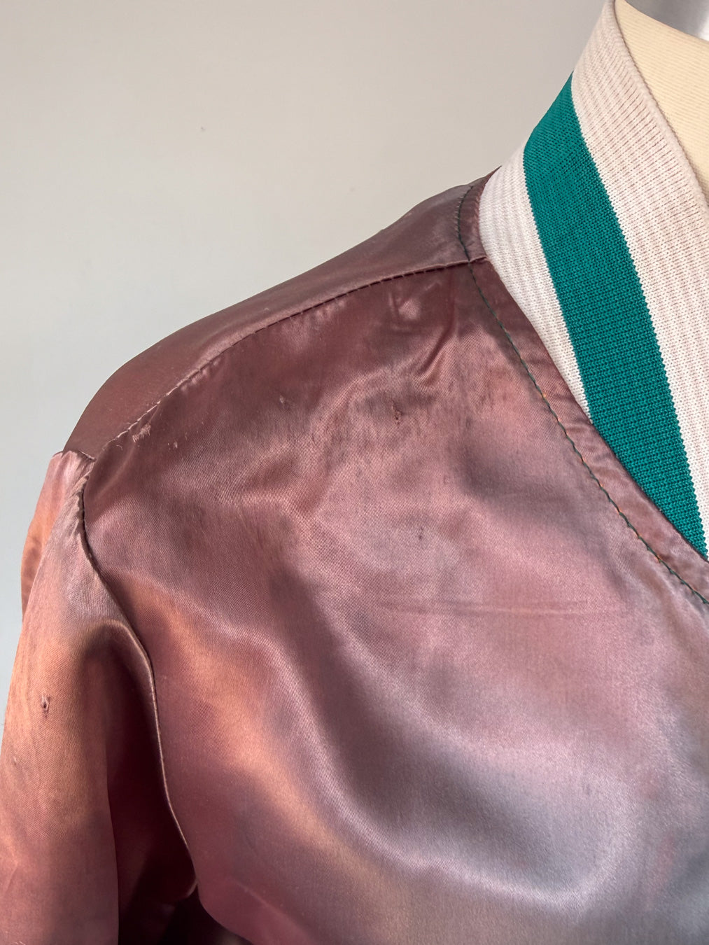 70s Faded Satin Bomber Jacket / M