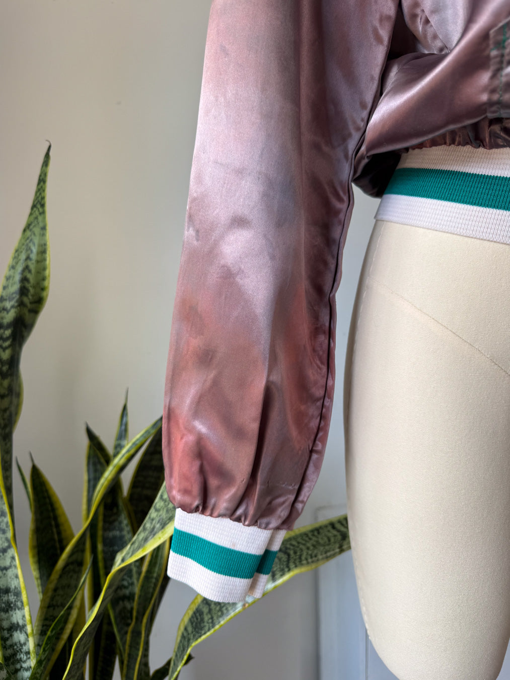 70s Faded Satin Bomber Jacket / M