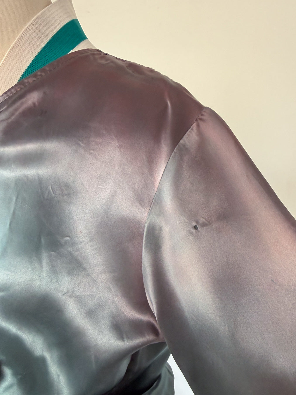 70s Faded Satin Bomber Jacket / M