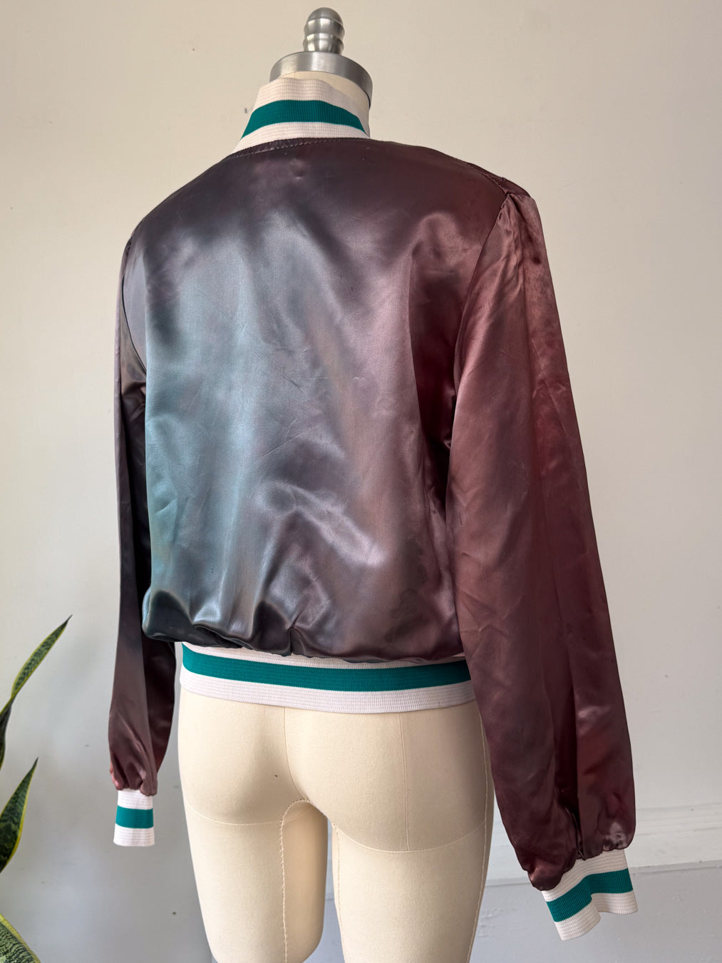 70s Faded Satin Bomber Jacket / M