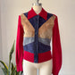 70s Patchwork Suede Sweater Jacket / S