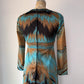 70s Optical Print Maxi Dress / S