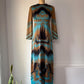 70s Optical Print Maxi Dress / S