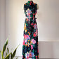 70s Bright Pastel Floral Maxi Dress / M