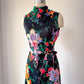70s Bright Pastel Floral Maxi Dress / M