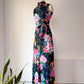 70s Bright Pastel Floral Maxi Dress / M