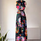 70s Bright Pastel Floral Maxi Dress / M