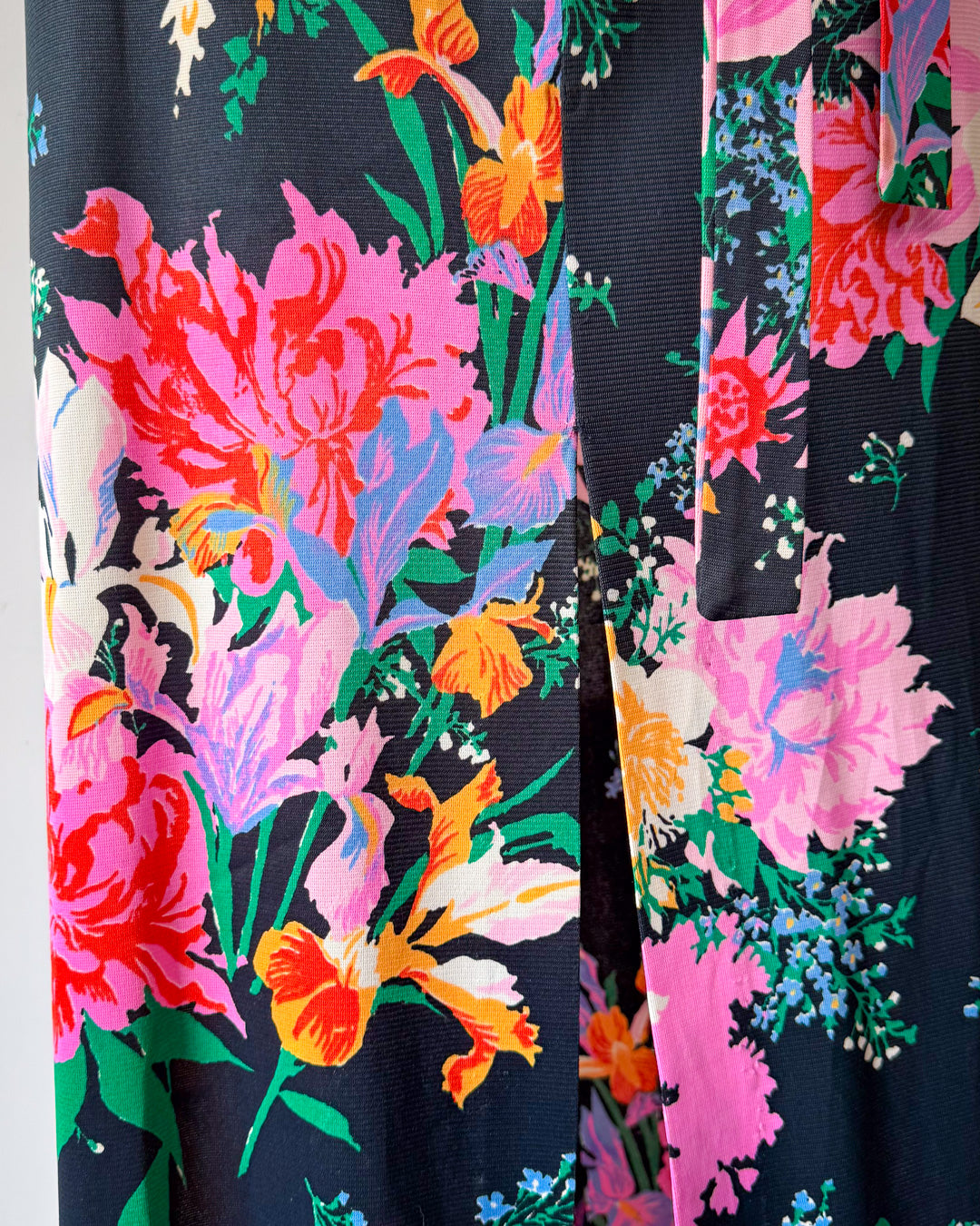 70s Bright Pastel Floral Maxi Dress / M