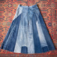 70s Patchwork Denim Midi Skirt / XS