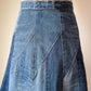 70s Patchwork Denim Midi Skirt / XS