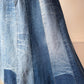 70s Patchwork Denim Midi Skirt / XS