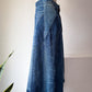 70s Patchwork Denim Midi Skirt / XS