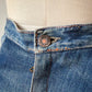 70s Patchwork Denim Midi Skirt / XS