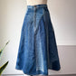 70s Patchwork Denim Midi Skirt / XS