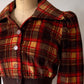 70s Puff Sleeve Plaid Corduroy Cropped Jacket / S