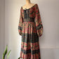 70s Floral Cotton Mixed Print Off-Shoulder Peasant Maxi Dress / M