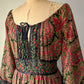 70s Floral Cotton Mixed Print Off-Shoulder Peasant Maxi Dress / M