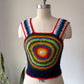 70s Rainbow Crochet Crop Top / XS-S