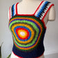 70s Rainbow Crochet Crop Top / XS-S