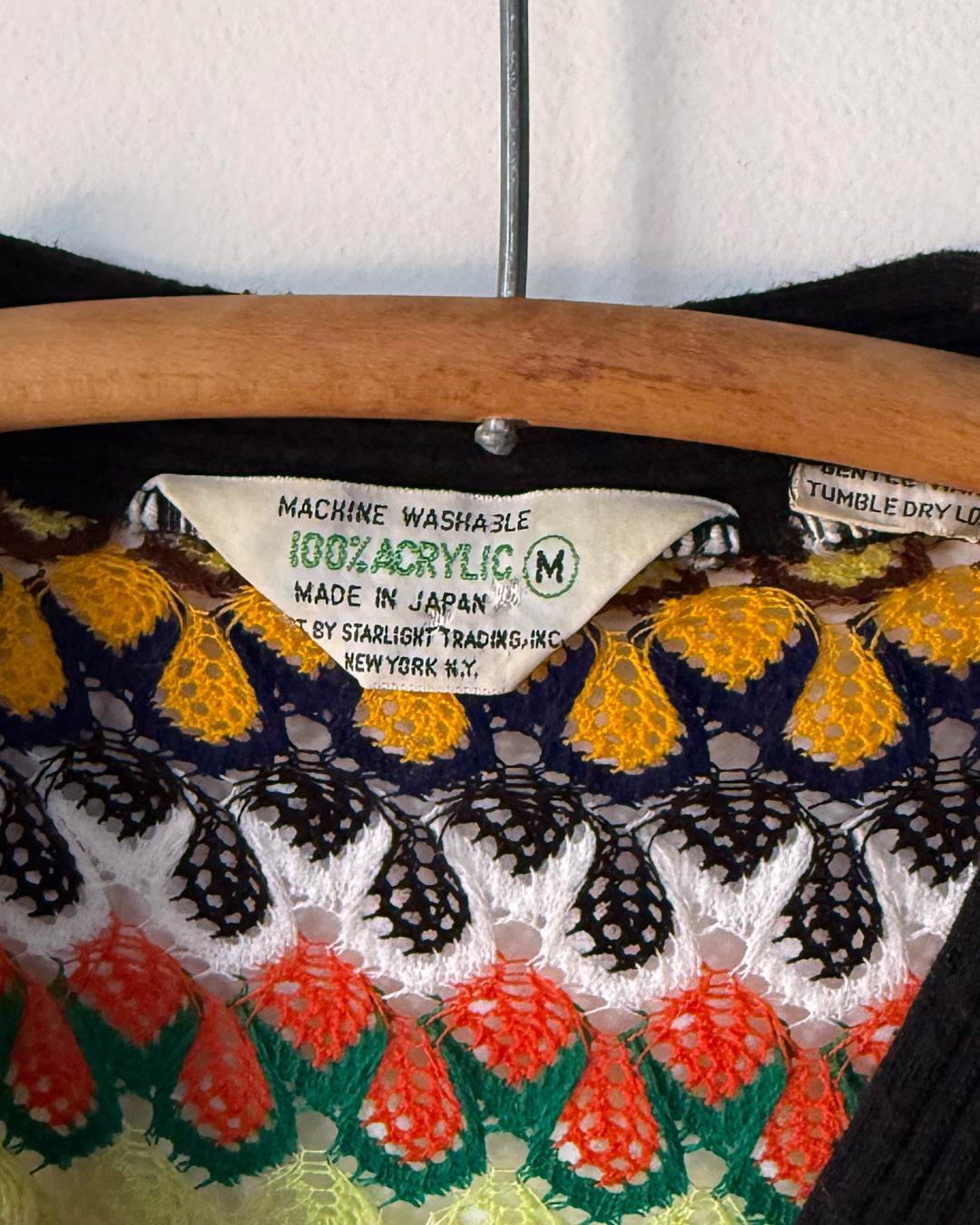 70s Rainbow Knit Cropped Cardigan Top / S