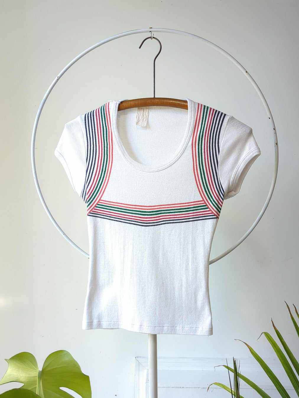 70s French Cut Striped Tee / XS-S