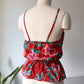 70s Red Floral Top / S