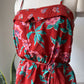 70s Red Floral Top / S