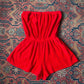 70s Red Terry Cloth Romper / XS-S