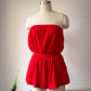 70s Red Terry Cloth Romper / XS-S